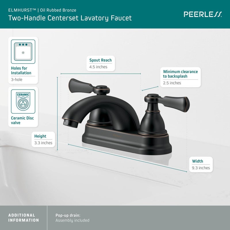 Peerless P2465LFOB Elmhurst TwoHandle Bath Faucet Centerset Oil Rubbed Bronze - Image 3