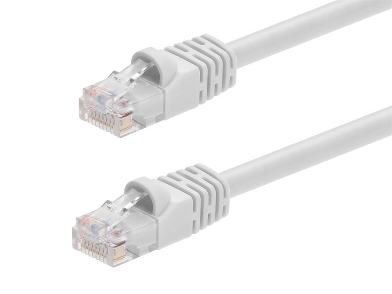 Monoprice Cat6 Ethernet Patch Cable - Snagless RJ45, Fullboot, 24AWG Stranded Pure Bare Copper Wire, 550Mhz, UTP, 100 Feet, White - Image 1