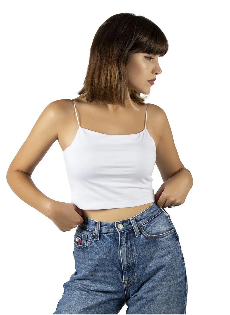 Vicino - Vicino Women's Comfortable Lycra Top, Suitable for Exercise, Fitness and Outings, Available in Various Sizes - White - Image 1