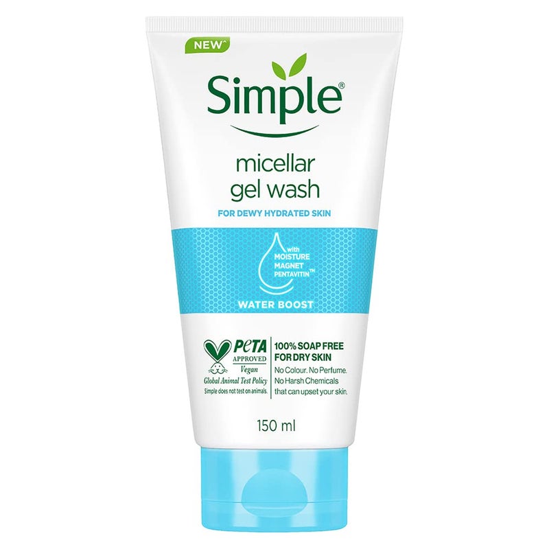 simple Simple Water Boost Micellar Face Wash 150ml for normal to dry skin 100 soapfree gentle cleanser for women men  - Image 1