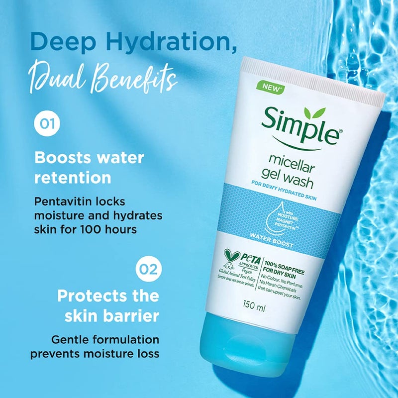 simple Simple Water Boost Micellar Face Wash 150ml for normal to dry skin 100 soapfree gentle cleanser for women men  - Image 5