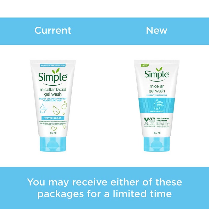 simple Simple Water Boost Micellar Face Wash 150ml for normal to dry skin 100 soapfree gentle cleanser for women men  - Image 2
