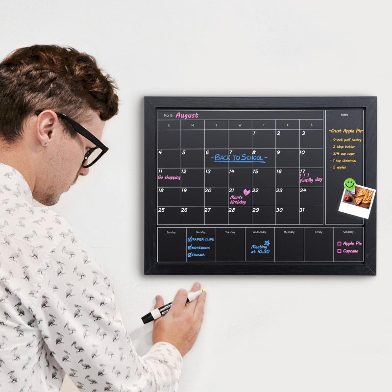 Aitakatta 3-in-1 Chalkboard Calendar for Wall, 17x13 inches Magnetic Monthly & Weekly Calendar, Blackboard for Wall with Black Wood Frame, Hanging Chalkboard for Decor/Memo(YL+ZL-HB-BK,4333) - Image 3