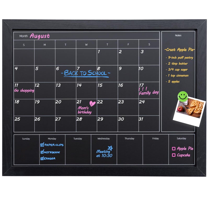 Aitakatta 3-in-1 Chalkboard Calendar for Wall, 17x13 inches Magnetic Monthly & Weekly Calendar, Blackboard for Wall with Black Wood Frame, Hanging Chalkboard for Decor/Memo(YL+ZL-HB-BK,4333) - Image 1