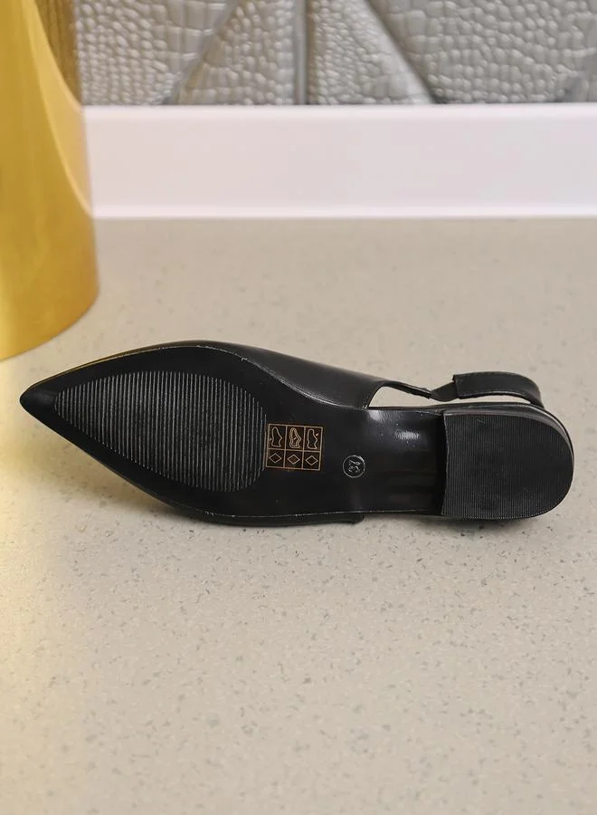 سنيك ايه بيك حذاء باليرينا بكعب عريض ومقدمة مدببة