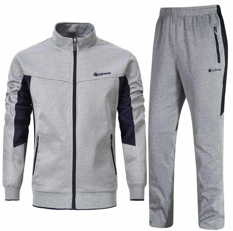 Rdruko Men's Tracksuit Sweatsuits 2 Piece Set Athletic Jogging Gym Activewear Sweat Track Suits Sets(Grey,US XXL) - Image 1