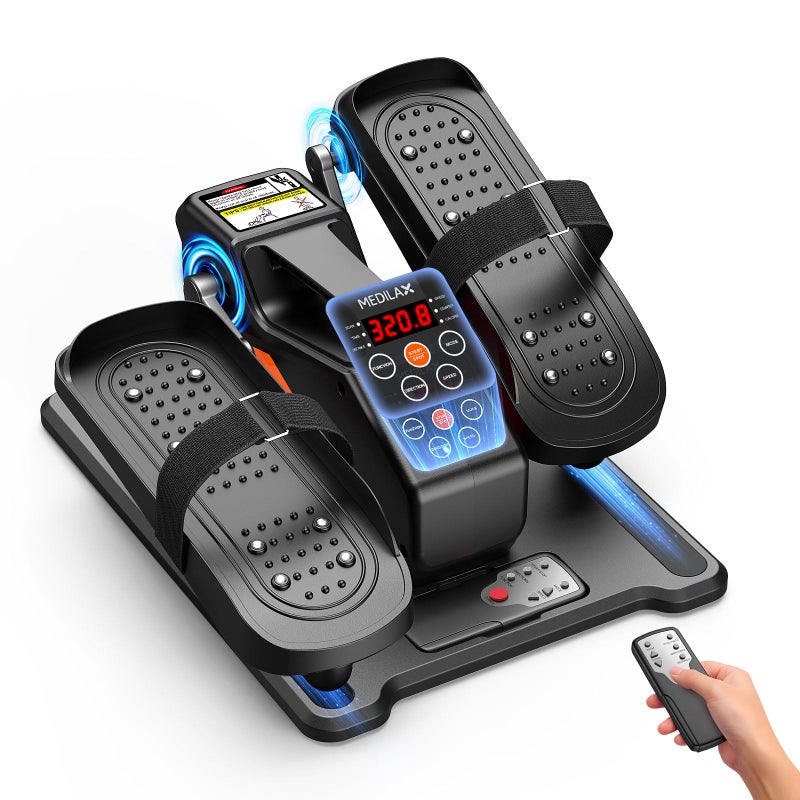 Medilax Under Desk Elliptical Machine, Portable Electric Elliptical Exercise Equipment with 12 Adjustable & 3 Automatic Speeds, Ellipse Leg Pedal Exerciser While Sitting for Seniors, Adults - Image 1