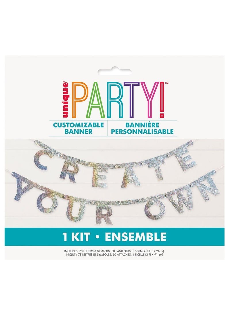 Unique DIY Letter Garland Banner Silver Glitter Cardboard 11cm 78-Pack - Image 2