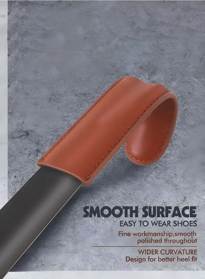Shoe Horn Long Handle for Seniors,Metal Long Shoehorn Boot Horn for Boots,42CM Boot Horn with Leather Handle Extra Long Shoe Horn for Men Women Kids - Image 2