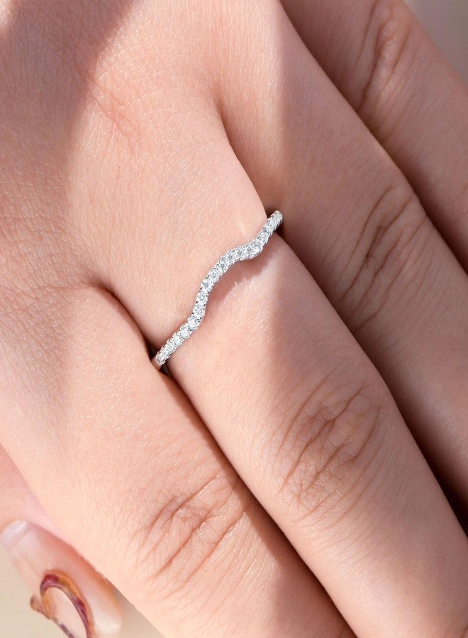 نيو شي جولري خواتم زفاف منحنية من الفضة الإسترليني عيار 925 مرصعة بحجر المويسانايت من نيوشي، قابلة للتكديس، مناسبة للخطوبة والزفاف والذكرى السنوية، مقاس 7 - Image 4