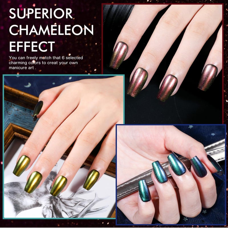 Morovan Fingernail Nail Polish Set: Holographic Metallic Ombre Lacquer Air Dry Nail Polish Regular Nail Pack 0.27oz Glitter Finger Nail Bulk Toenail Polish Kit Halloween Fall Gift for Women - Image 5
