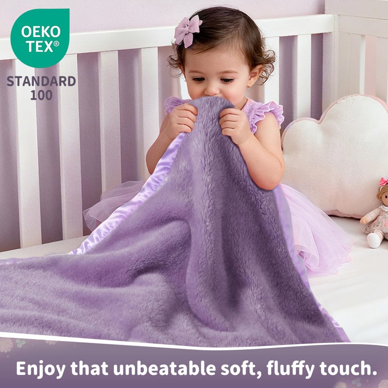 Pro Goleem Fleece Baby Blanket with 2 Inch Satin Trim Soft Plush Blanket for Boys and Girls for Babies Purple 30''x40'' - Image 4