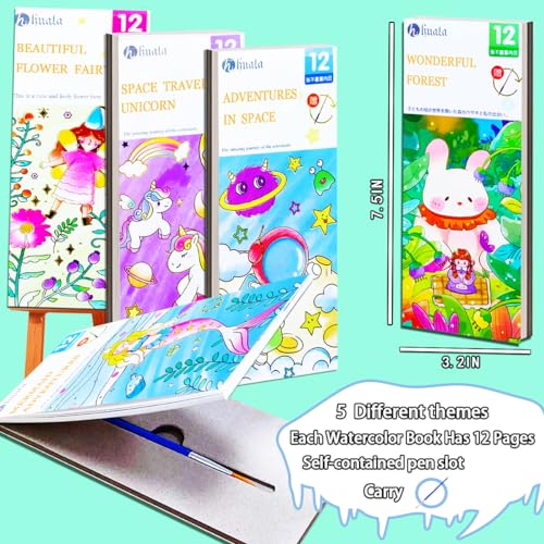 JUNQIU US JUNQIU 5Pack Water Color Paint Sets for Kids, Paint With Water Books for Kids Ages 4-8, Pocket Watercolor Painting Book, Arts and Crafts Kit Easter Basket Stuffers For Girls Boys - Image 5