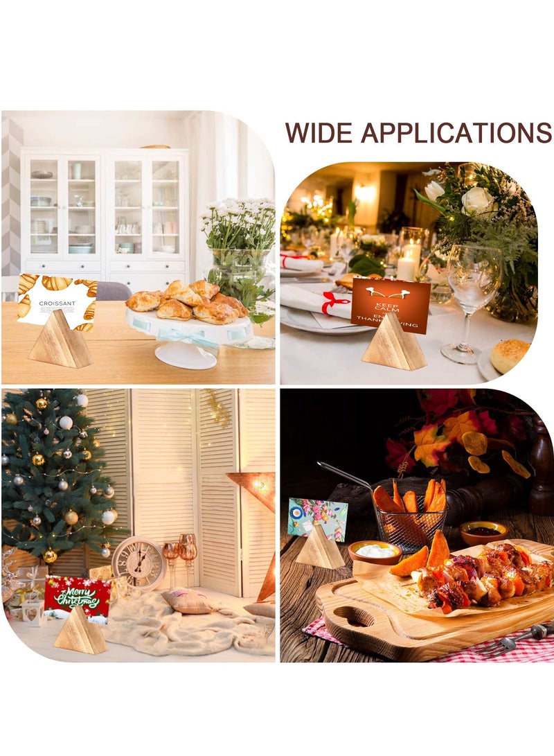 KASTWAVE 10Pcs Triangle Wood Photo & Place Card Holders - Versatile Wooden Sign Stands for Weddings, Parties, and Home Decor, 56x64x32mm - Image 5