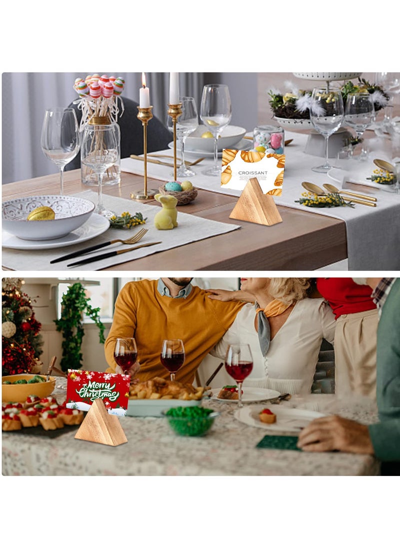 KASTWAVE 10Pcs Triangle Wood Photo & Place Card Holders - Versatile Wooden Sign Stands for Weddings, Parties, and Home Decor, 56x64x32mm - Image 2