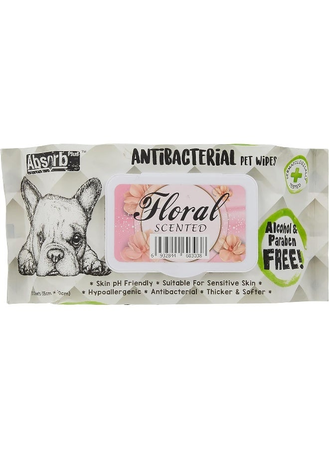 Absolute Holistic Absorb Plus Antibacterial Wipes Floral 80 sheets - Image 1