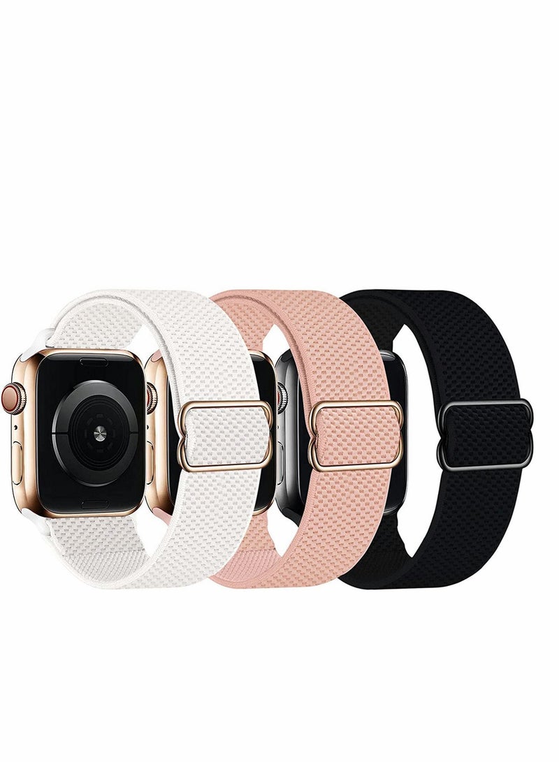 Y&D Stretchy Solo Loop Strap Compatible with Apple Watch Bands 42mm 44mm 45mm, Adjustable Braided Sport Elastic Wristbands Women Men Straps for iWatch Series 7/6/5/4/3/2/1/SE, 3 Pcs - Image 1