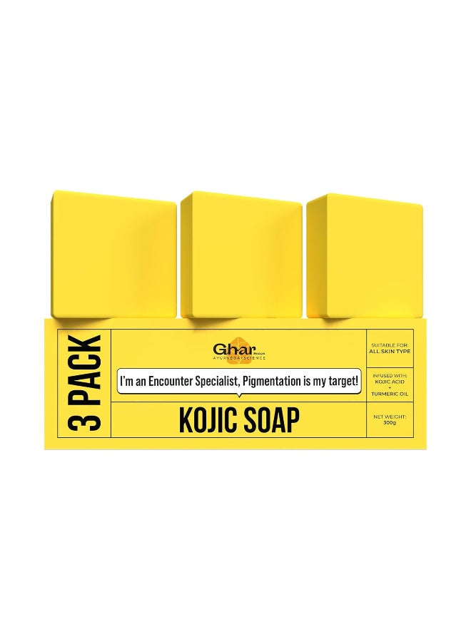 GHAR SOAPS Kojic Acid 2 % Soap with Niacinamide  (Pack of 3) (100 g x 3) - Image 1