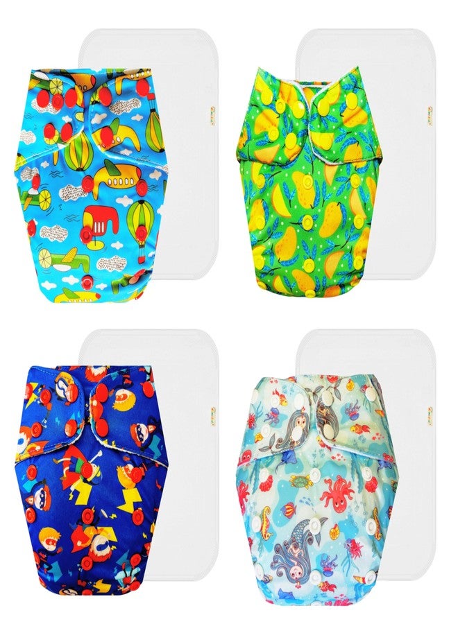 Dumbledo Premium Cloth Diaper with Cotton Insert (Pack of 4) | Dry Feel and Comfortable | 6-Layer Absorbent Pad | Travel Friendly | Worry-Free Diapering | 3 Months - 3 Years | Unisex Baby - Image 1