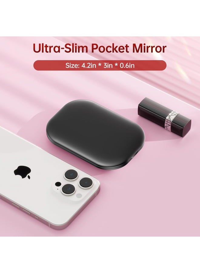 Benbilry Compact Mirror with 3 Color LED Lights, Rechargeable & 360° Light Strip & Memory Function, 1X/3X Travel Mirror, Ultra Slim Pocket Mirror, Small Lighted Compact Makeup Mirror for Purse, Black - Image 3