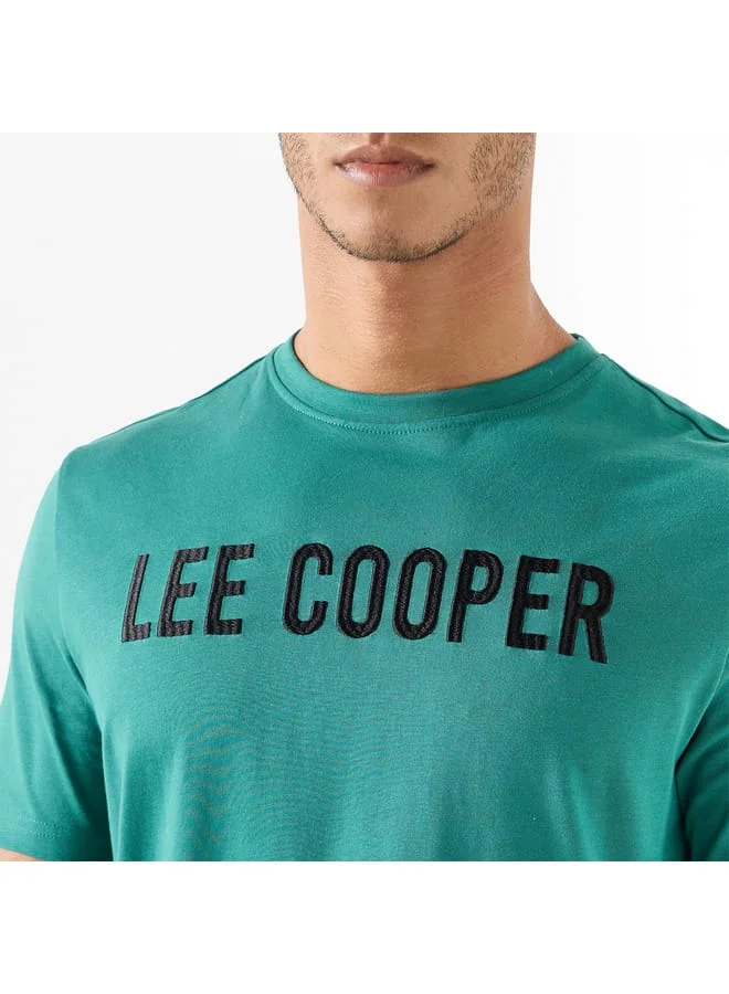 لي كوبر Lee Cooper Embroidered Crew Neck T-shirt with Short Sleeves