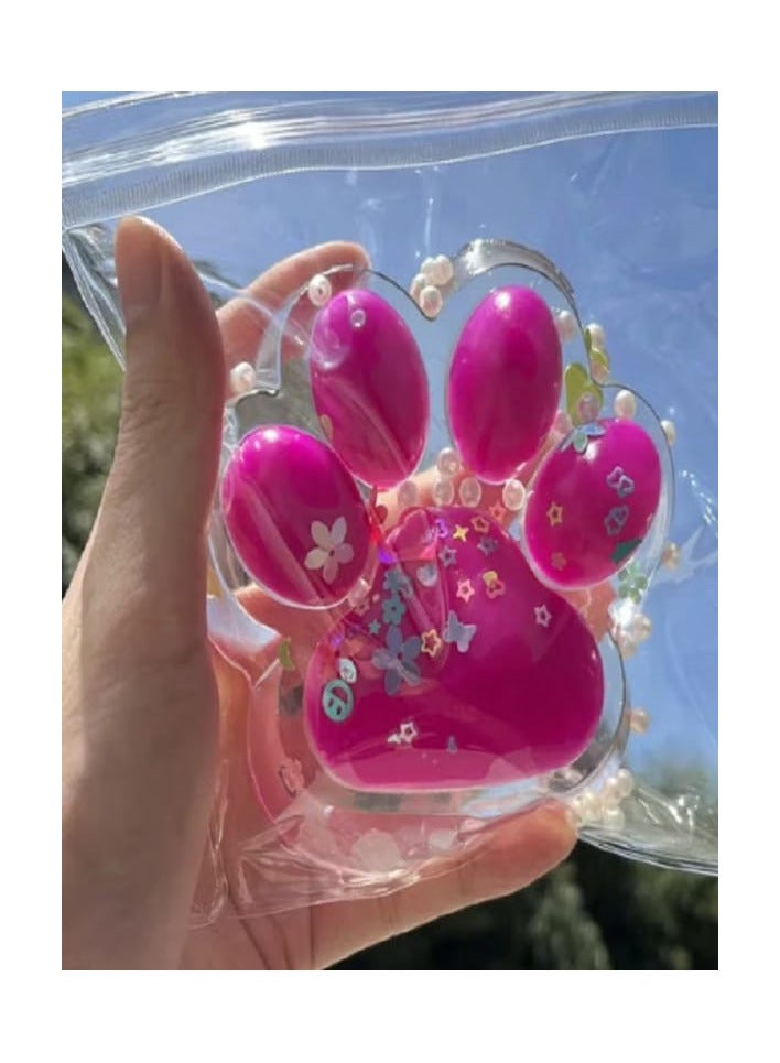 ألعاب ضغط كف القط القابلة للعصر، ألعاب ضغط عائلية، كرات ضغط حسية لطيفة (باللون أحمر وردي) - Image 1