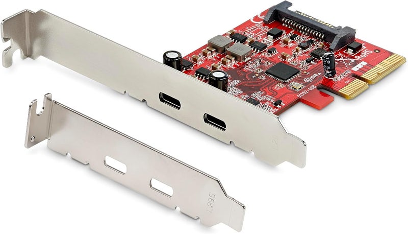 StarTech .com بطاقة PCIe 2-Port USB 3.2 Gen 2، محول USB-C 10Gbps PCI Express 3.0 x4، بيانات فقط، ويندوز/ماك أو إس/لينكس، TAA - Image 1