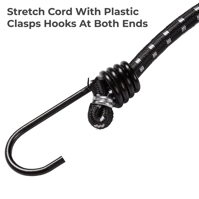MEETO Multipurpose Flexible Stretchable Elastic Bungee Rope with Metal Hooks/Tying Behind Bikes/Luggage Strap - (Multicolor) Pack of 2 - Image 2