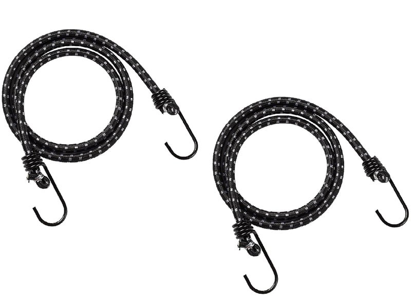 MEETO Multipurpose Flexible Stretchable Elastic Bungee Rope with Metal Hooks/Tying Behind Bikes/Luggage Strap - (Multicolor) Pack of 2 - Image 1