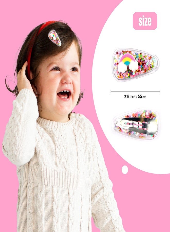 kapimo 8 Pcs Kids Girls Hair Clips Cartoon Glitter Sequin Snap Tic Tac Mix Set for Toddlers Colourful Designs for School Party Daily Use Hair Accessories Pack - Image 2