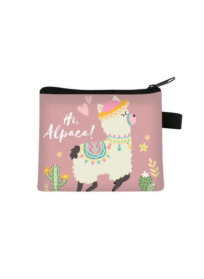 New Style Alpaca Children's Coin Purse, Large Capacity, Cute Key Card Holder, Student High-end Mini Square Wallet