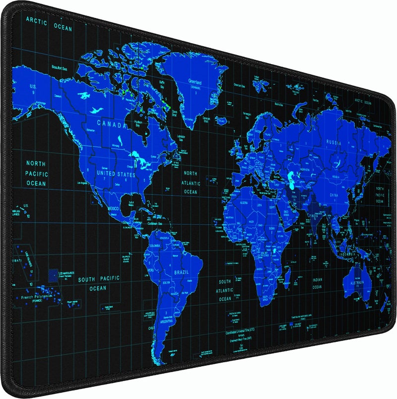 Naukay Gaming Mouse Pad, 31.5x15.7 inch Large Extended Computer Keyboard Mouse Mat, Water Resist Non-Slip Mousepad Rubber Base Long XXL Desk Mouse Pad for Work & Gaming, Office & Home, Blue Map - Image 1