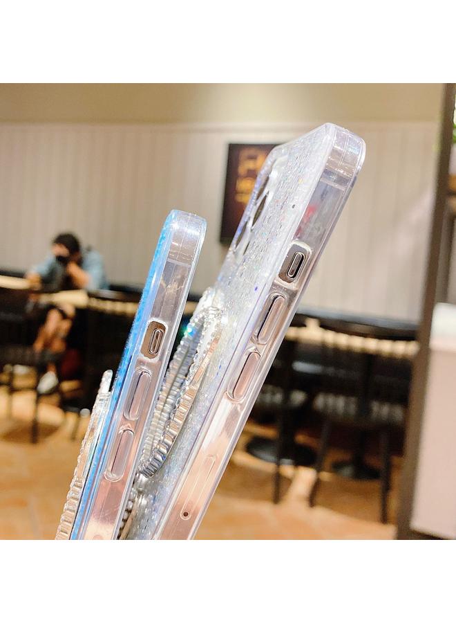 اس-توب جراب لهاتف iPhone 13 مصنوع من مادة TPU الإيبوكسي ذات المرآة المرصعة بالترتر والألماس وأذني القطة - Image 5