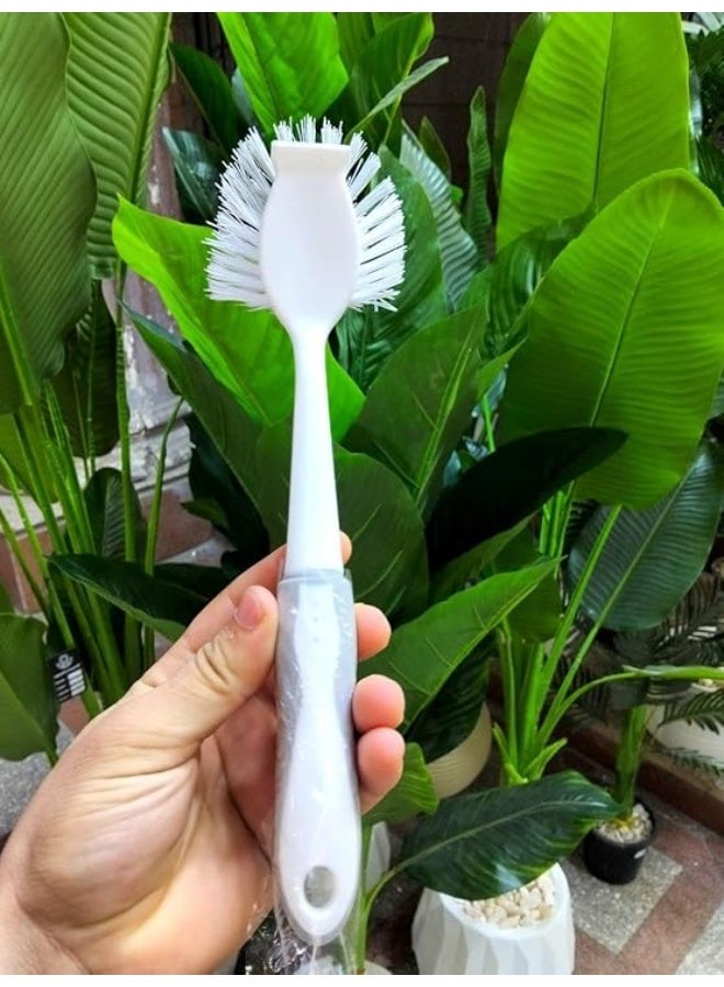 Practical sink cleaning brush with long handle and ergonomic grip, white plastic bristles, made of plastic, featuring a top plastic scraper to easily remove dirt and simplify cleaning. - Image 2