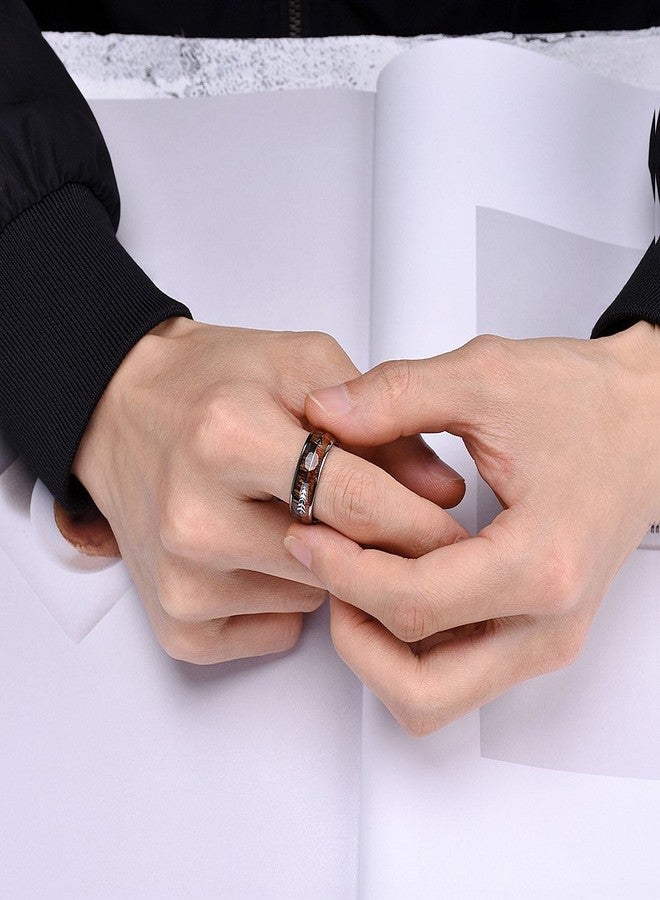 King Will خاتم زفاف من كينغ ويل ناتشر 8 مم للرجال مع إدخال خشب حقيقي من كربيد التنجستن بتصميم قبة مصقول عالي الراحة 9 - Image 5