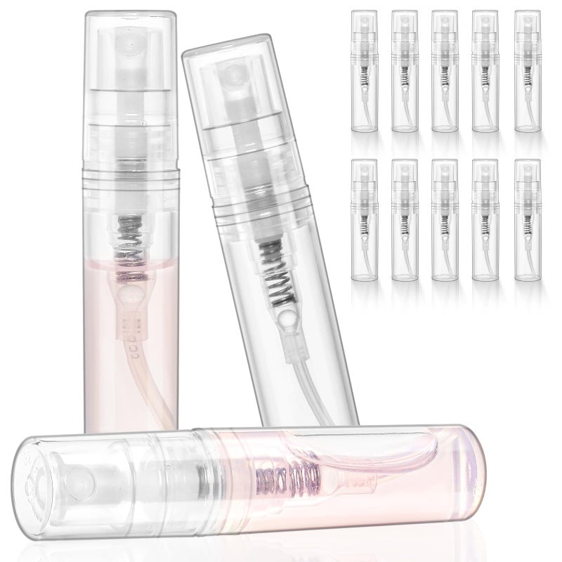 Chiallco Mini Perfume Sample Bottles, 2 ml Plastic Small Spray Bottle 10 Pack, Fine Mist, Portable Perfume Travel Refillable Bottle, Upgraded atomizer sprayer, Clear - Image 1