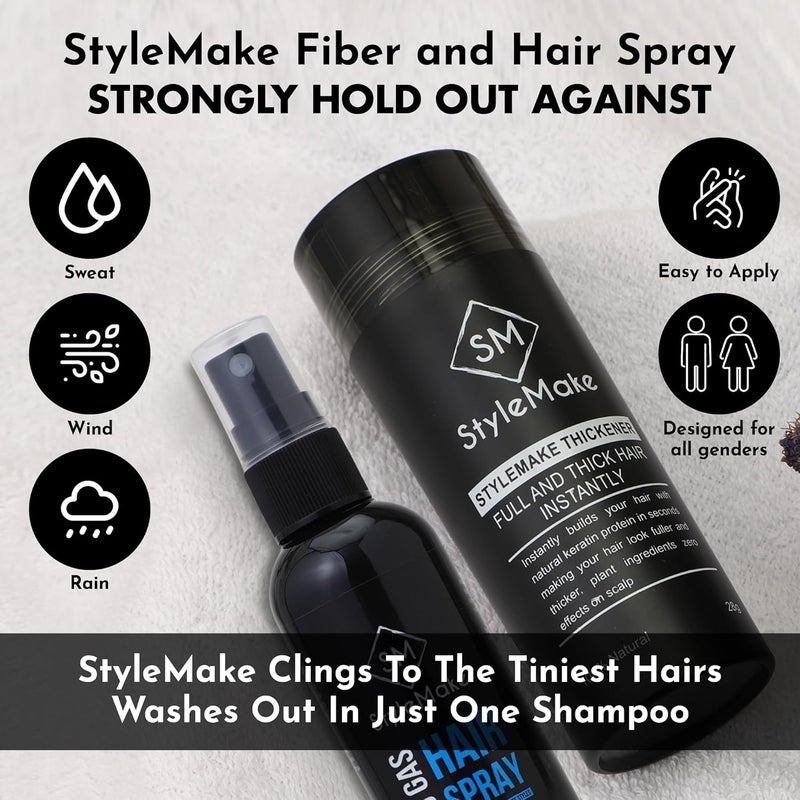 STYLEMAKE Thickener Hair Loss Concealer  Hair Building Fibers 28Gm  Hair Fibers For Thin  Fine Hair  Hair Thickening Fibers For Men  Women Dark Brown 28 Grams - Image 3