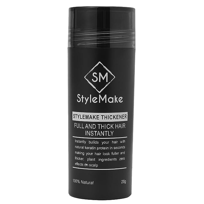 STYLEMAKE Thickener Hair Loss Concealer  Hair Building Fibers 28Gm  Hair Fibers For Thin  Fine Hair  Hair Thickening Fibers For Men  Women Dark Brown 28 Grams - Image 1
