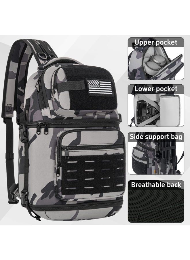 TORIBIO Camera Sling Bag,DSLR/SLR/Mirrorless Camera Bag with Tripod Holder & Removable Dividers,Small Crossbody Tactical - Image 5