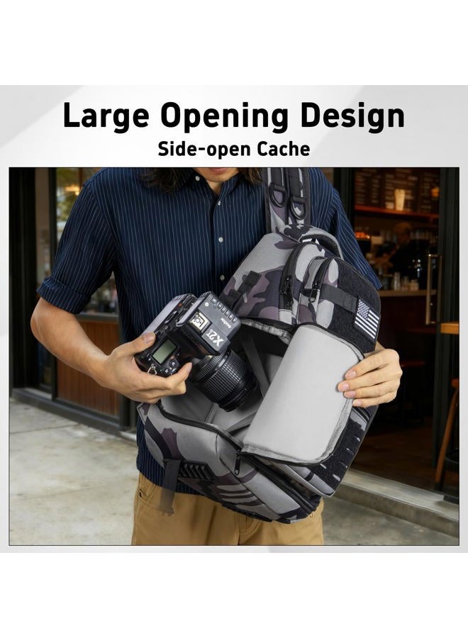 TORIBIO Camera Sling Bag,DSLR/SLR/Mirrorless Camera Bag with Tripod Holder & Removable Dividers,Small Crossbody Tactical - Image 2
