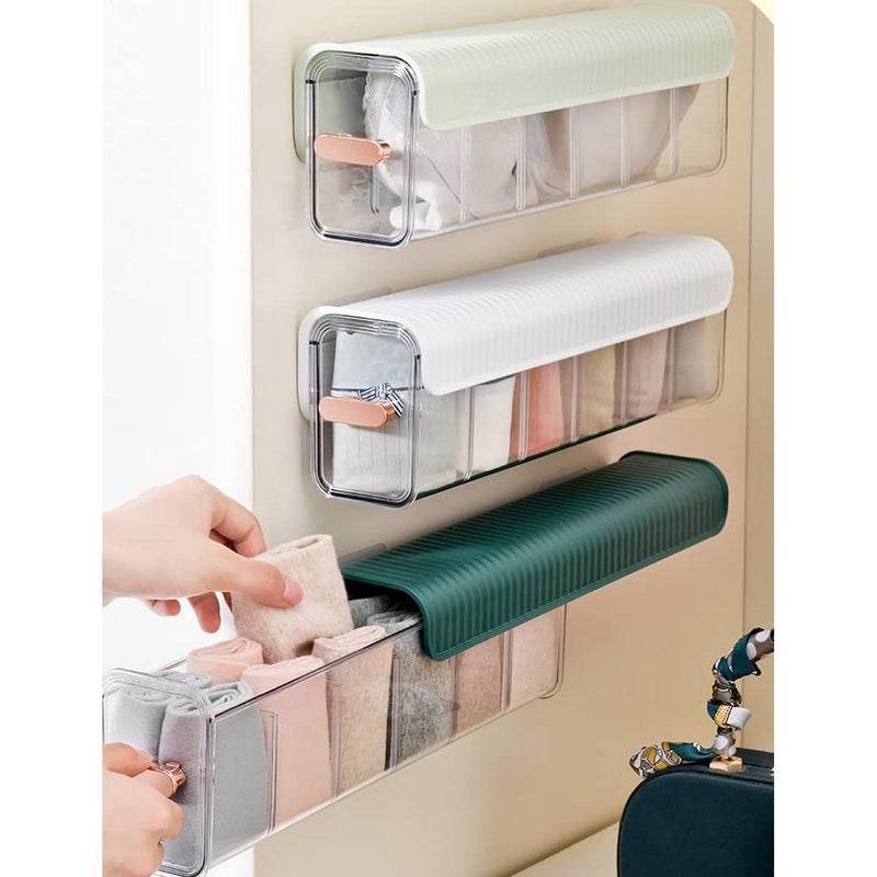 RENARSH RENARSH Storage box Wall Hanging Transparent Underwear Panties Storage Box Socks Storage Box Closet Organizer Bedroom Storage Organizer Color Ivory - Image 2
