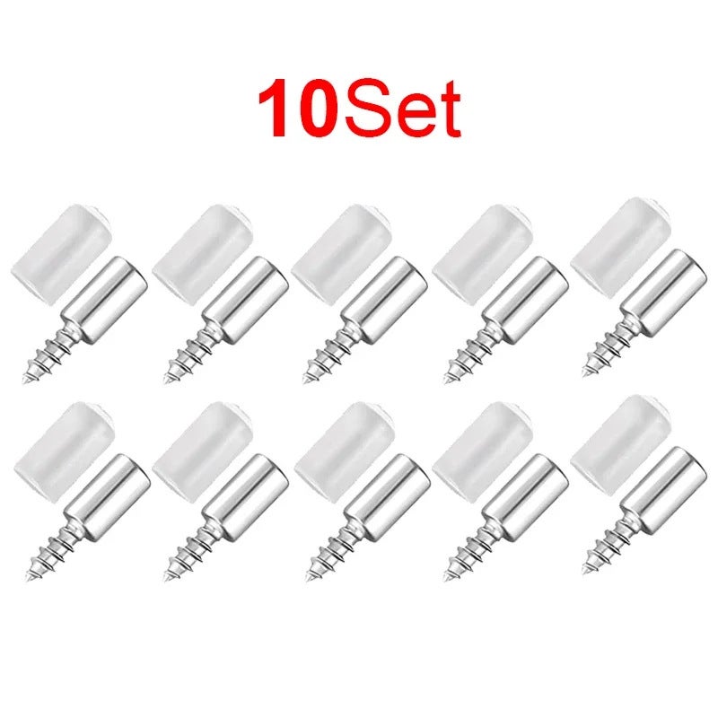 Self-tapping screw with rubber sleeve laminate support household wardrobe glass hard non-slip partition nail partition nail 10pcs a set