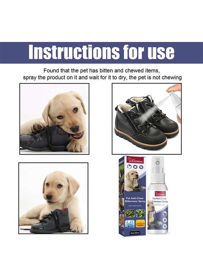 YEGBONG - Bitterness Spray For Dogs To Stop Chewing Behavior Corrector, Dog And Cat Deterrent Spray To Stop Scratching On Sofas And Furniture, Indoor And Outdoor Use, Safe And Non-Irritation 50ML - Image 1