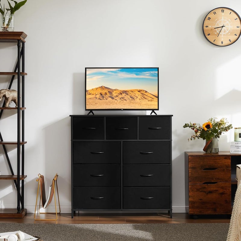 Bentifar 9-Drawer Dresser, Fabric Storage Dresser, Tall Chest Organizer Unit, Fabric Organizer for Closet, Bedroom, Living Room, Hallway (Black) - Image 4