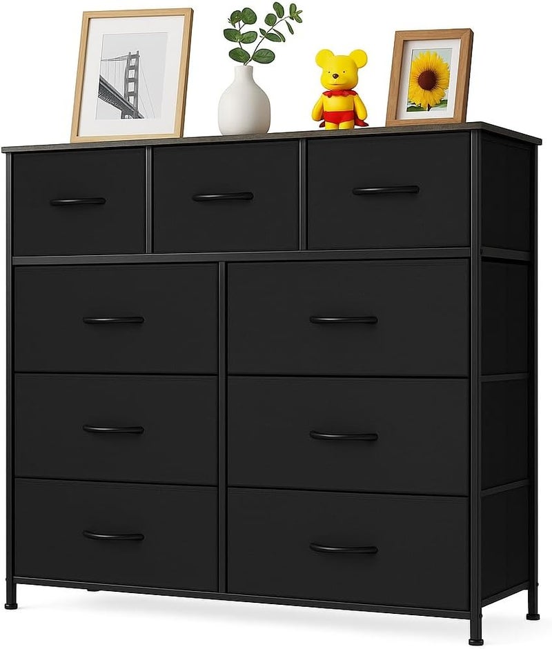 Bentifar 9-Drawer Dresser, Fabric Storage Dresser, Tall Chest Organizer Unit, Fabric Organizer for Closet, Bedroom, Living Room, Hallway (Black) - Image 1