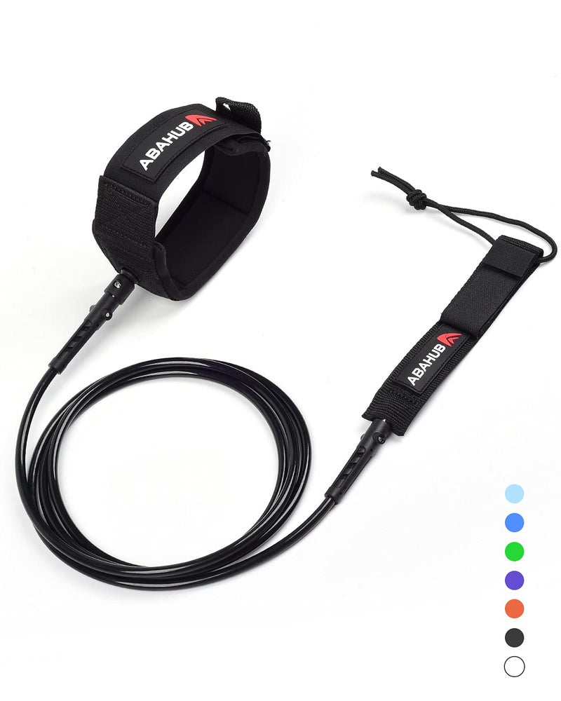 Abahub Premium Surfboard Leash, Straight Surf Board Leg Rope, Legrope Strap for Shortboard, Skimboard Replacement Leashes 6 Foot Black 6 mm Thick - Image 1