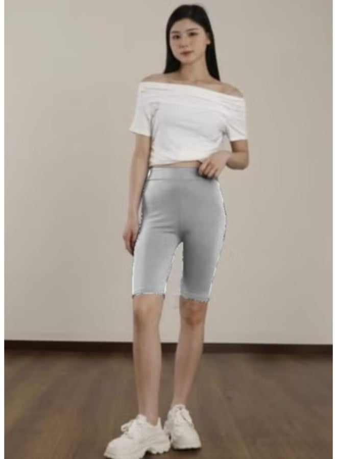 المرأة طول الركبة القطن السائق السراويل طماق المشي ممارسة تجريب اليوغا Boyshorts أكتيفيوير KU361 - Image 1