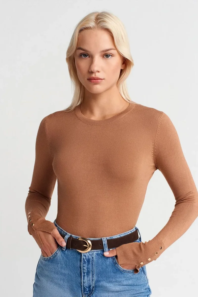 DILVIN Ribbed Crew Neck Slim Fit Sweater