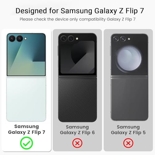 Kapa Textured Grip Hinge Protection Back Cover for Samsung Galaxy Z Flip7 / Z Flip 7 | with [Inbuilt Glass] Full Body Shockproof Hard Back Case (Black) - Image 2