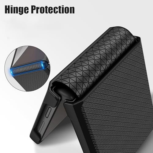 Kapa Textured Grip Hinge Protection Back Cover for Samsung Galaxy Z Flip7 / Z Flip 7 | with [Inbuilt Glass] Full Body Shockproof Hard Back Case (Black) - Image 3